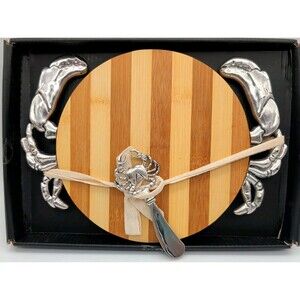 Chesapeake Bay Crab Bamboo Cutting Board With Silver Cheese Spreader